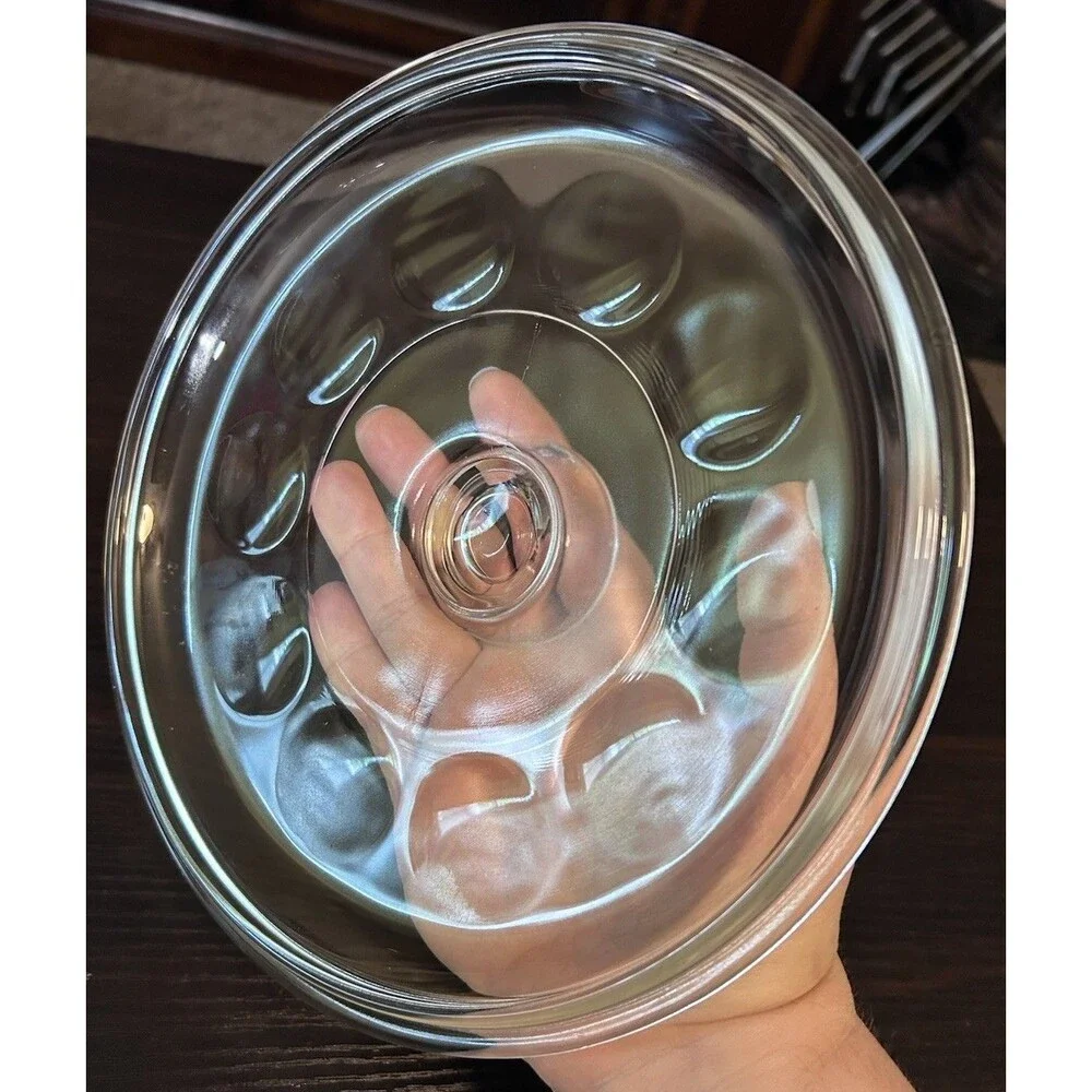 Vtg Clear Corning Ware Merry Mushroom 8.5” Dimpled Pyrex Glass Replacement Lid